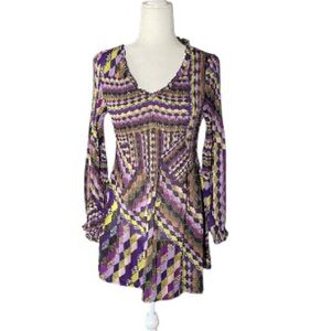 Allison Taylor Purple and Yellow Mini Dress